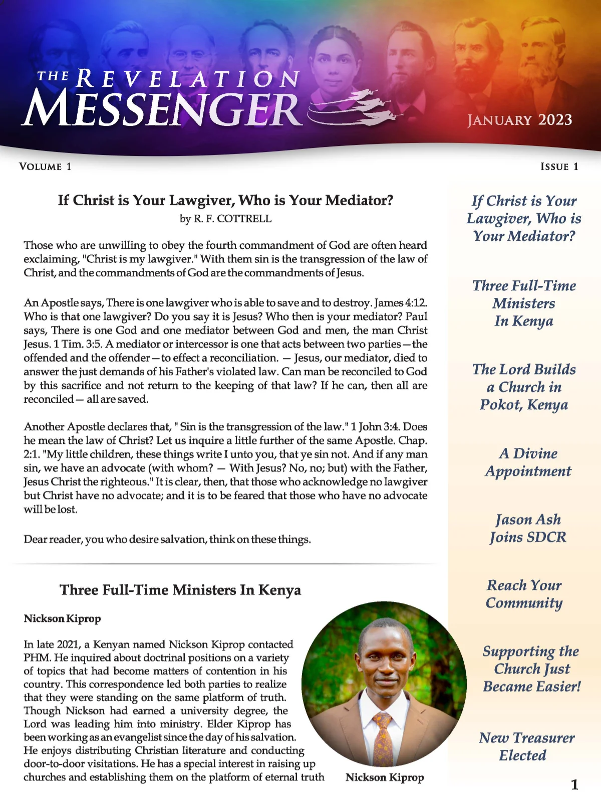 Cover of The Revelation Messenger, 2023 issue 1